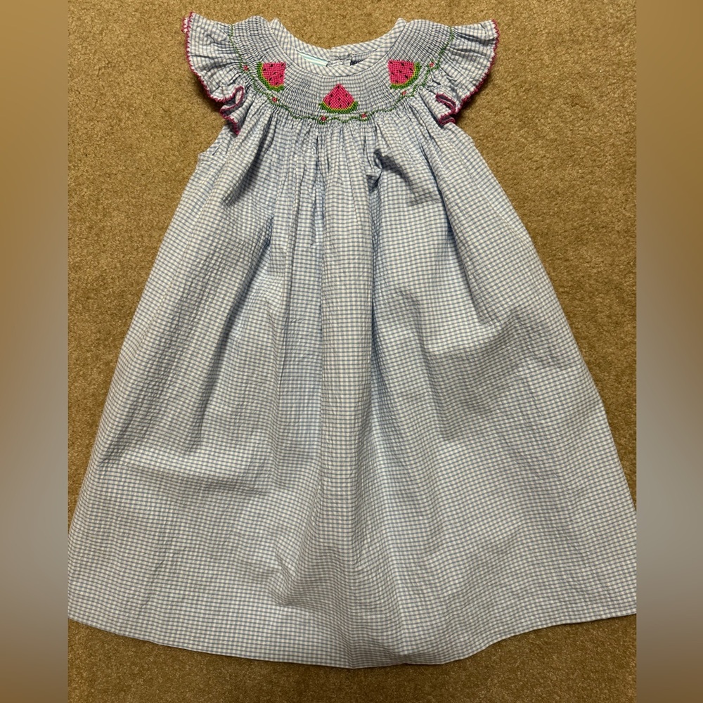 Blue smocked watermelon size 2